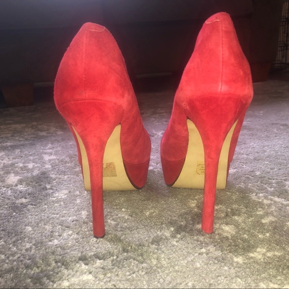 Hardly Worn 5” Red Suede Heel - Picture 4 of 6